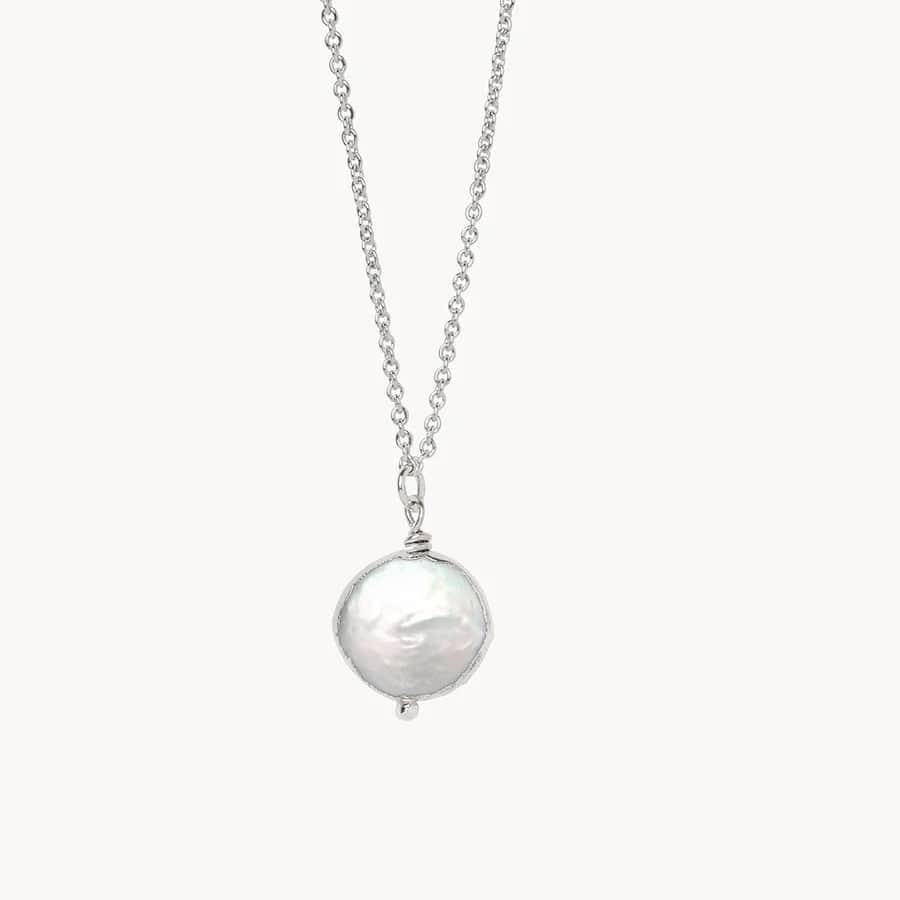 Sea La Vie Survivor Silver Coin Pearl Necklace